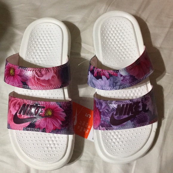 nike slides floral print